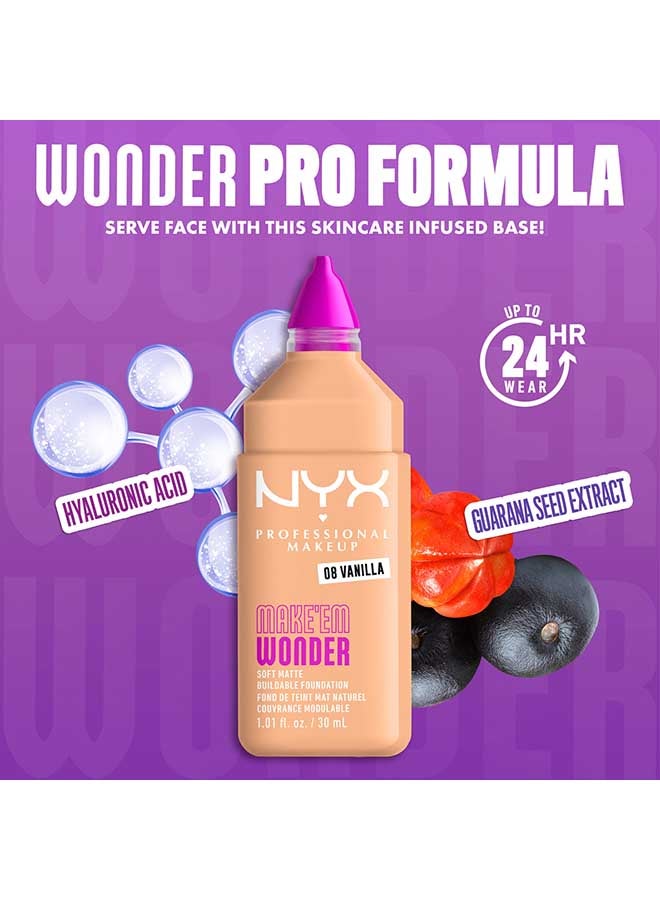 NYX PROFESSIONAL MAKEUP Make 'EM Wonder, 24H Soft Matte Foundation, Undetectable  Finish, Vanilla - Image 4